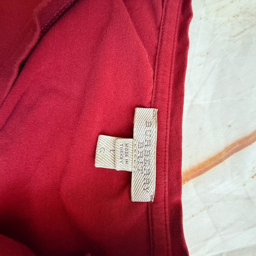 Burberry Red Top with Plaid Cuffs - Picture 8 of 11